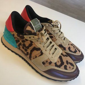 Valentino Rockrunners leopard suede Leather fur